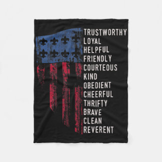 Us America Flag Vintage Scouting Law Fleece Blanket