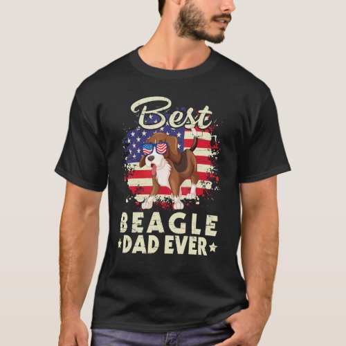 Us American Best Beagle Dog Dad Ever Happy Father  T_Shirt