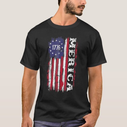 Us American Flag 1776 Merica For Independence Day  T_Shirt