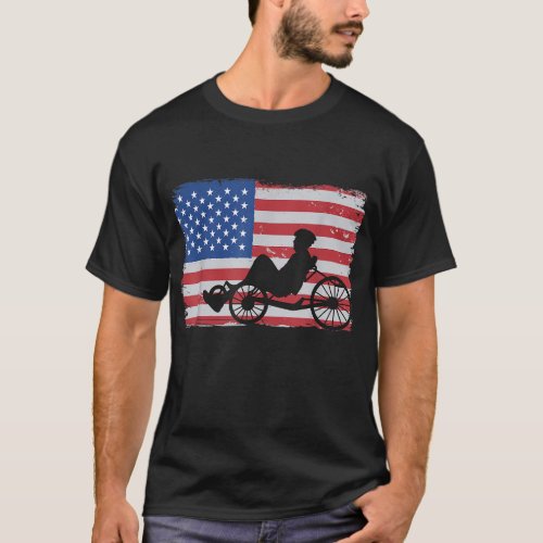 US American Flag 4th Of July Cyclist Recumbent Bic T_Shirt
