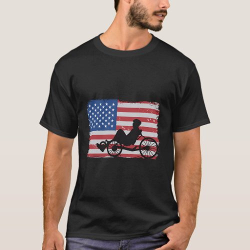 Us American Flag 4Th Of July Cyclist Recumbent Bic T_Shirt