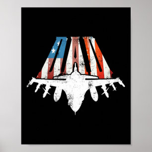 Us American Flag Air Fighter Jet Fathers Day 4th O Poster