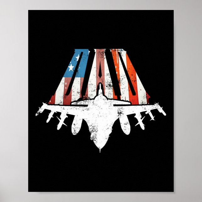 Us American Flag Air Fighter Jet Fathers Day 4th O Poster (Front)