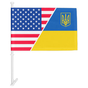 US American flag and Ukraine Ukrainian flag
