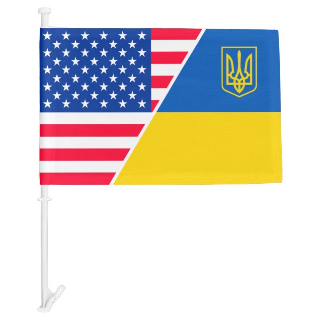 US American flag and Ukraine Ukrainian flag (Front)