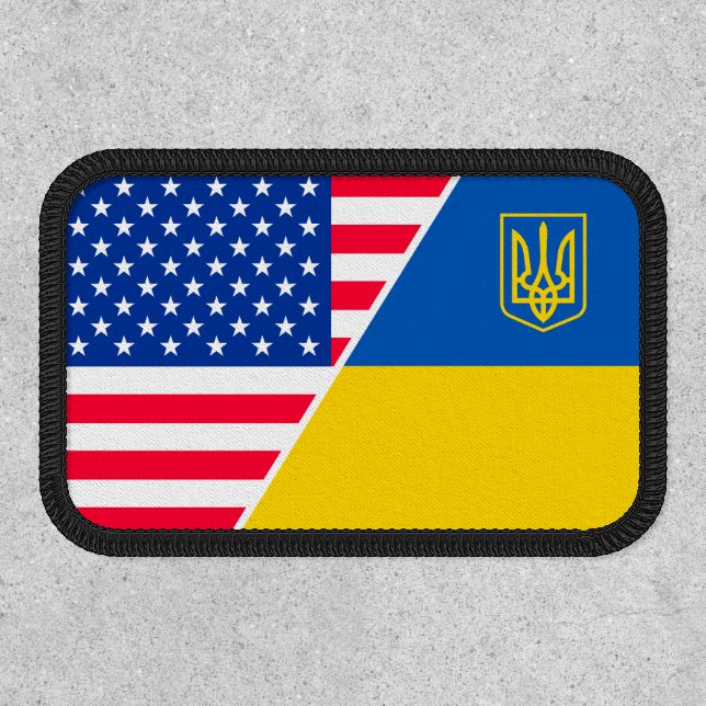 US American flag and Ukraine Ukrainian flag Patch (Front)