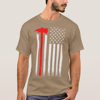Us American Flag Axe Fireman Patriot Firefighter T-Shirt