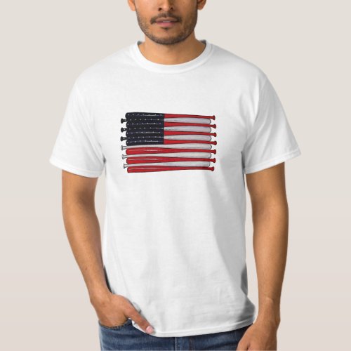 US American Flag Baseball Bat Pop Art Tshirt