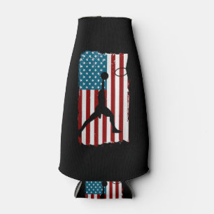 US American Flag Basketball Patriotic Athlete Prin Bottle Cooler