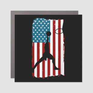 US American Flag Basketball Patriotic Athlete Prin Car Magnet