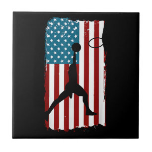 US American Flag Basketball Patriotic Athlete Prin Ceramic Tile