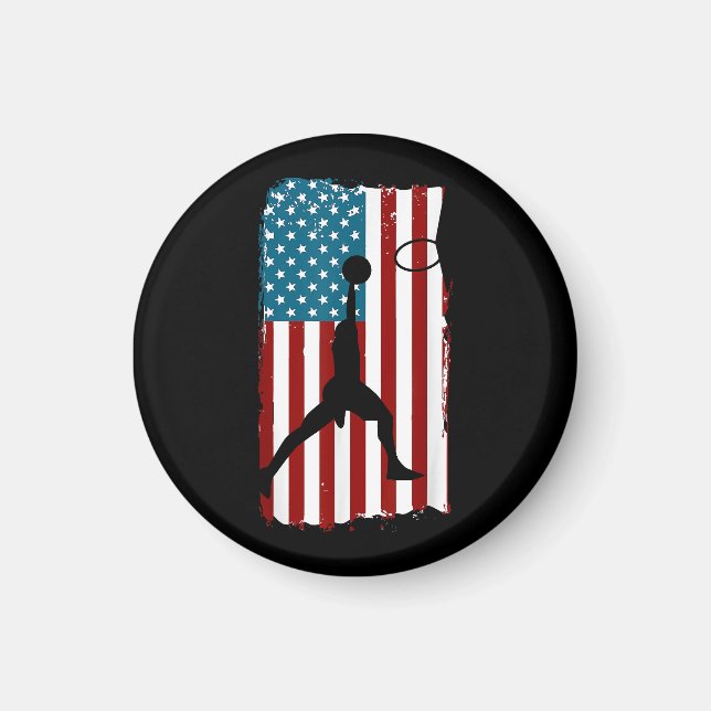 US American Flag Basketball Patriotic Athlete Prin Magnet (Front)