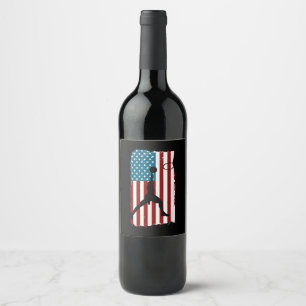 US American Flag Basketball Patriotic Athlete Prin Wine Label