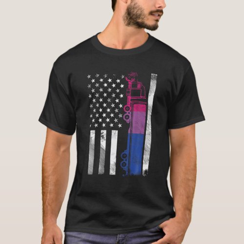 US American Flag Bisexual Truck Bi Pride LGBTQ T_Shirt