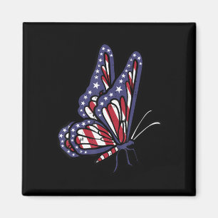 US American Flag Butterfly Memorial Day 4th July O Magnet
