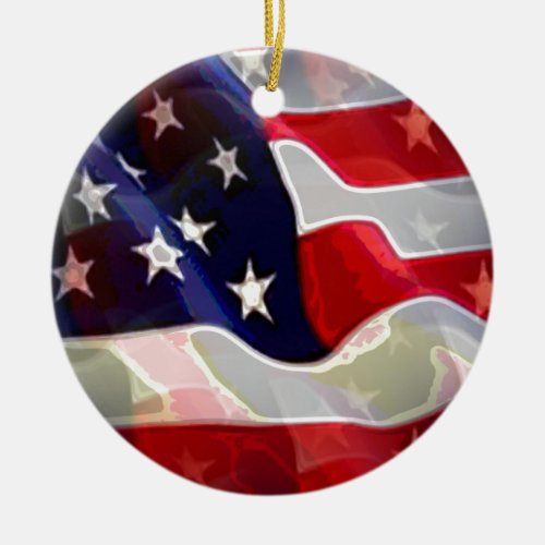 US American Flag Ceramic Ornament