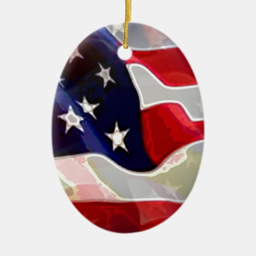 US American Flag Ceramic Ornament