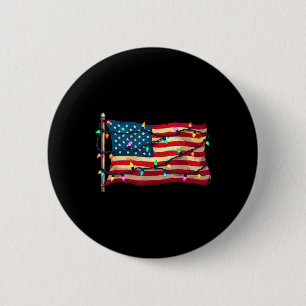 Us American Flag Christmas Lights Xmas Party Santa Button