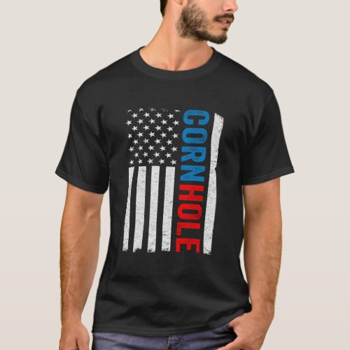 Us American Flag Corn Hole Bean Bag Toss Player Co T_Shirt