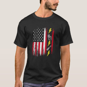 US American Flag  Electricity  Electrician Lineman T-Shirt