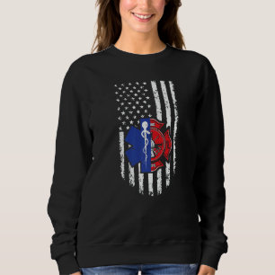 Us American Flag Emt Firefighter Emergency Medical Sweatshirt