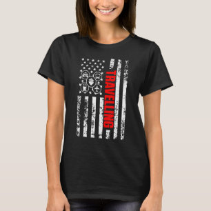 US American Flag Explore whole World Patriotic Tra T-Shirt
