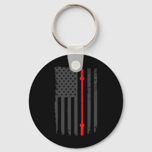 Us American Flag Fitness Gym Barbell Powerlifting  Keychain