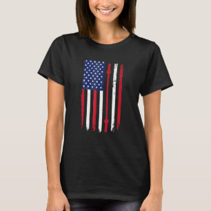 Us American Flag Fitness Gym Barbell Powerlifting  T-Shirt