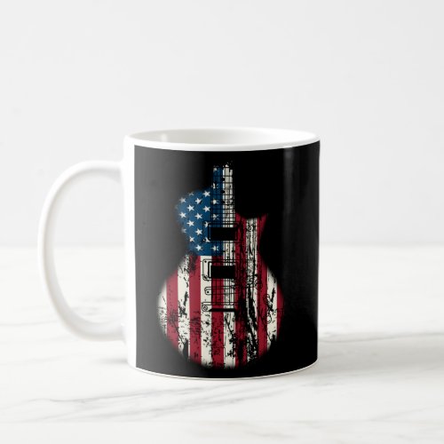 Us American Flag Guitar Musician Distressed Guitar Coffee Mug