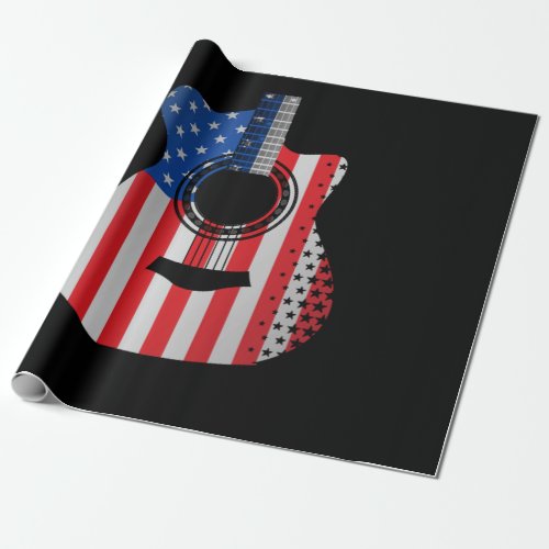 US American Flag Guitar Musician Distressed Wrapping Paper