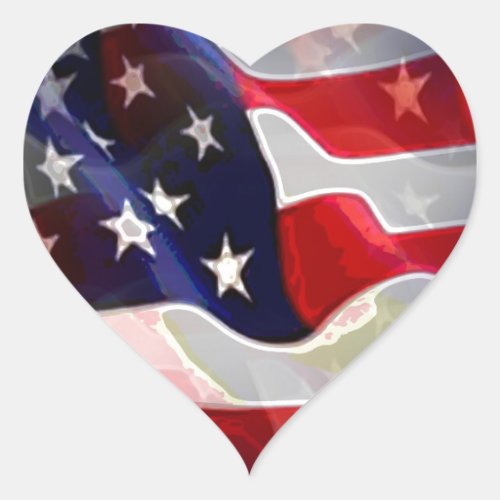 US American Flag Heart Sticker