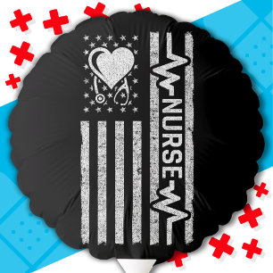 US American Flag Hero Heart Nurse Appreciation Balloon