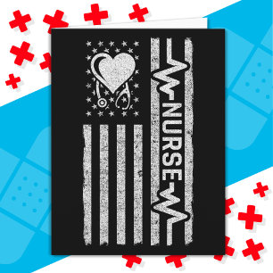 US American Flag Hero Heart Nurse Appreciation Card