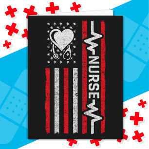 US American Flag Hero Heart Nurse Appreciation Card