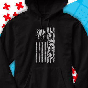 US American Flag Hero Heart Nurse Appreciation Hoodie