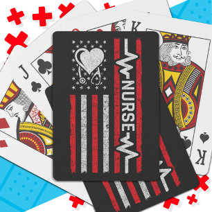 US American Flag Hero Heart Nurse Appreciation Poker Cards