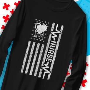 US American Flag Hero Heart Nurse Appreciation T-Shirt