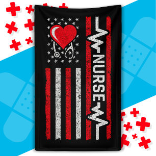 US American Flag Hero Life Nurse Appreciation Banner