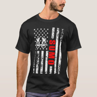 US American Flag Japanese Sports Patriotic Sumo fa T-Shirt