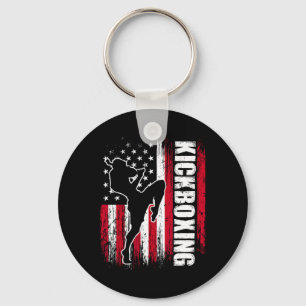 Us American Flag Kickboxing Fighter Kickboxer Mart Keychain