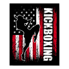 Us American Flag Kickboxing Fighter Kickboxer Mart Poster