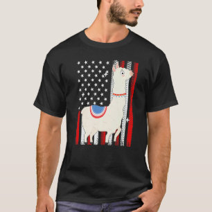 Us American Flag Llama Alpaca 4th Of July Patriot T-Shirt