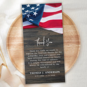 US American Flag Memorial Veteran Military Funeral Thank You Card