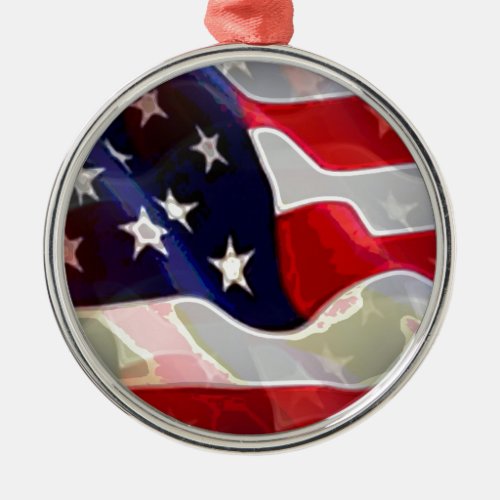US American Flag Metal Ornament