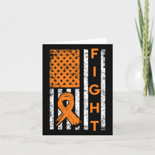 Us American Flag Orange Ribbon Leukemia Awareness Card