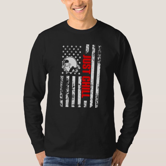 US American Flag Pajamas Patriotic Just Chill Prem T-Shirt (Front)