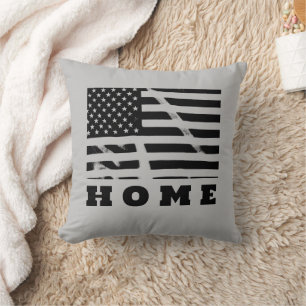 US American Flag Patriotic Vintage Rustic Throw Pillow