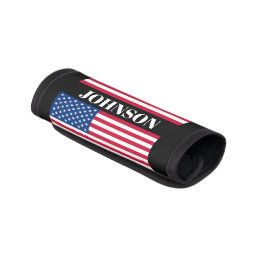 US American Flag Personalized Name Luggage Handle Wrap