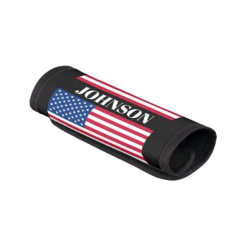 Us American Flag Personalized Name Luggage Handle Wrap by azlaird at Zazzle