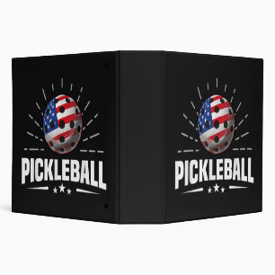 US American Flag Pickleball Player 3 Ring Binder
